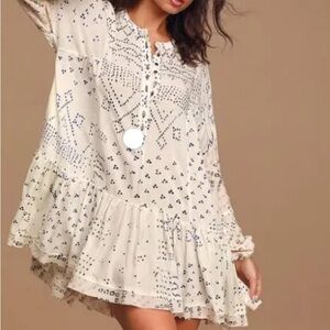 NEW with tags Free People Ivory Shibori Long Sleeve Tunic Size Medium